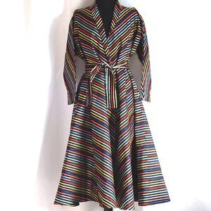 Styled By Morsam 1960's Vibrantly Coloured Belted Op Art Coat Dress